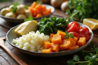 Assortiment de légumes cuisinés avec dauphinoise et squash