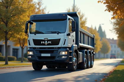Camion benne de 3 5 tonnes stationne en banlieue en plein jour