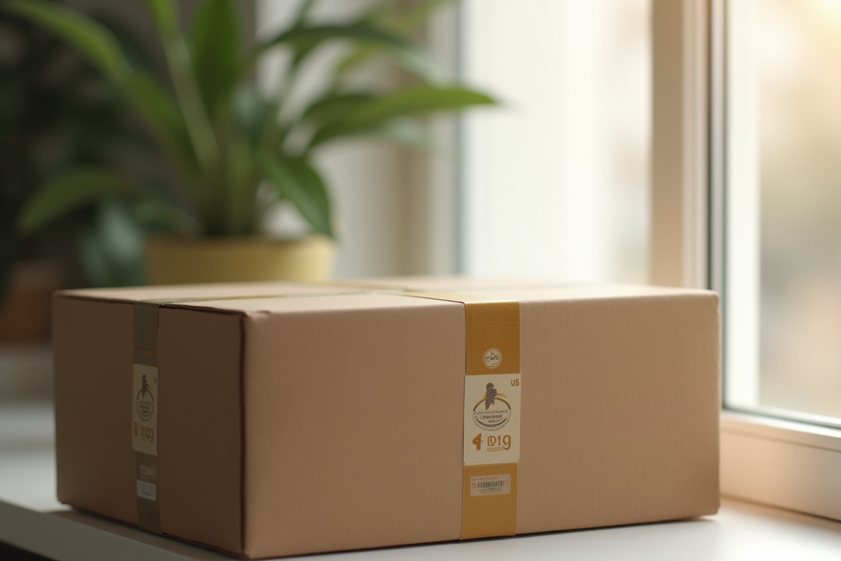 Carton solide scelle avec étiquette d
