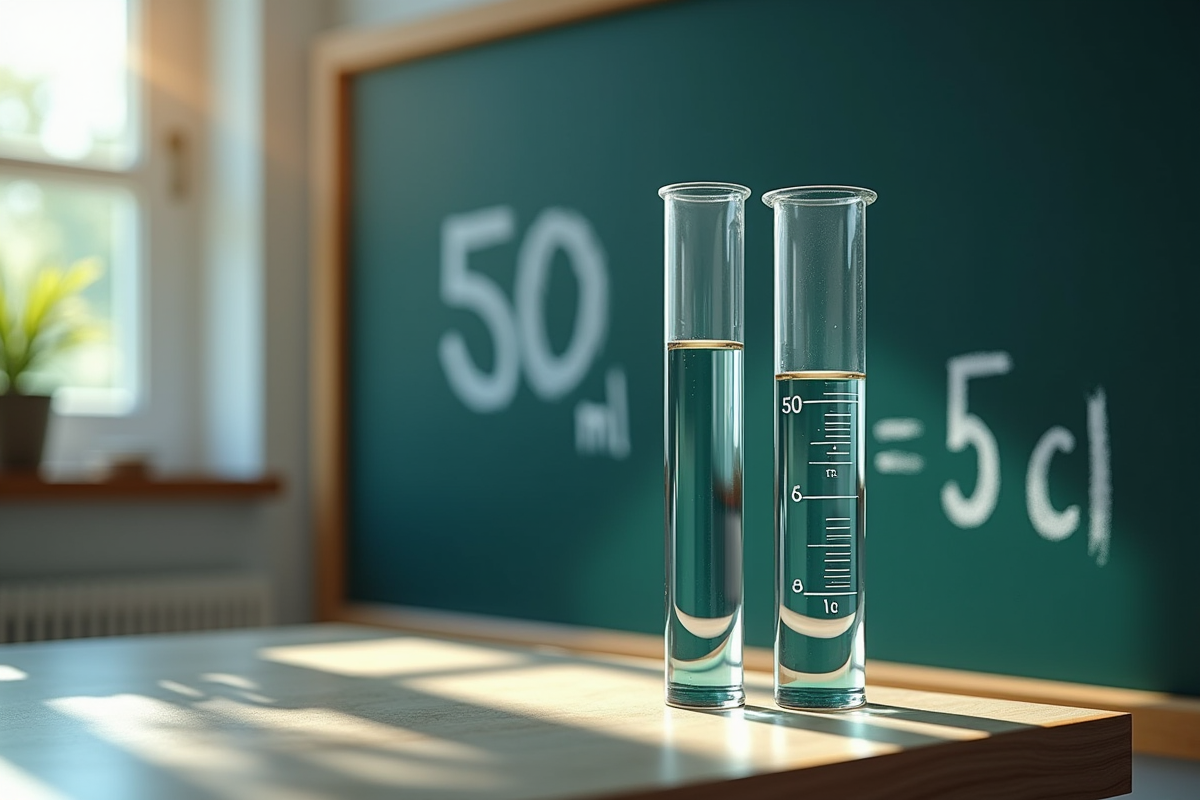Cilindre de laboratoire avec 50 ml de liquide