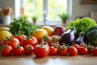 Counter de cuisine avec fruits et legumes V