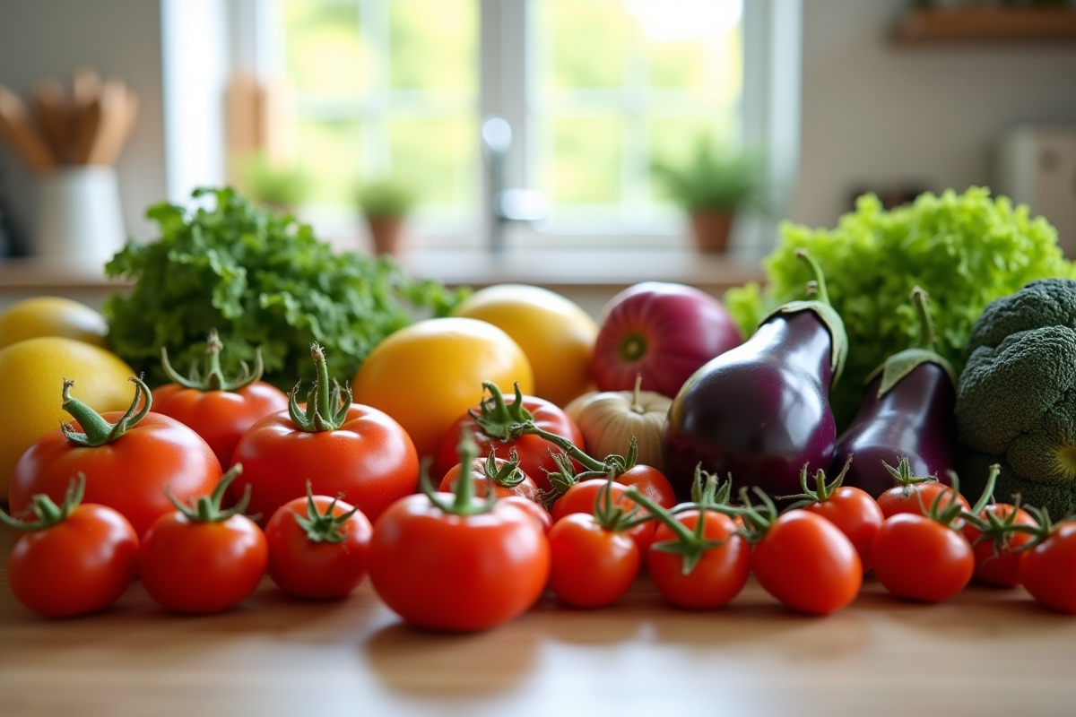 Counter de cuisine avec fruits et legumes V