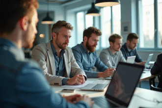 Espace de travail moderne à Lyon avec professionnels collaborant