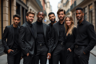 Groupe de personnes élégantes dans la ville dynamique