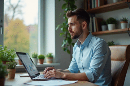 Homme d'affaires contemplant des graphiques d'investissement