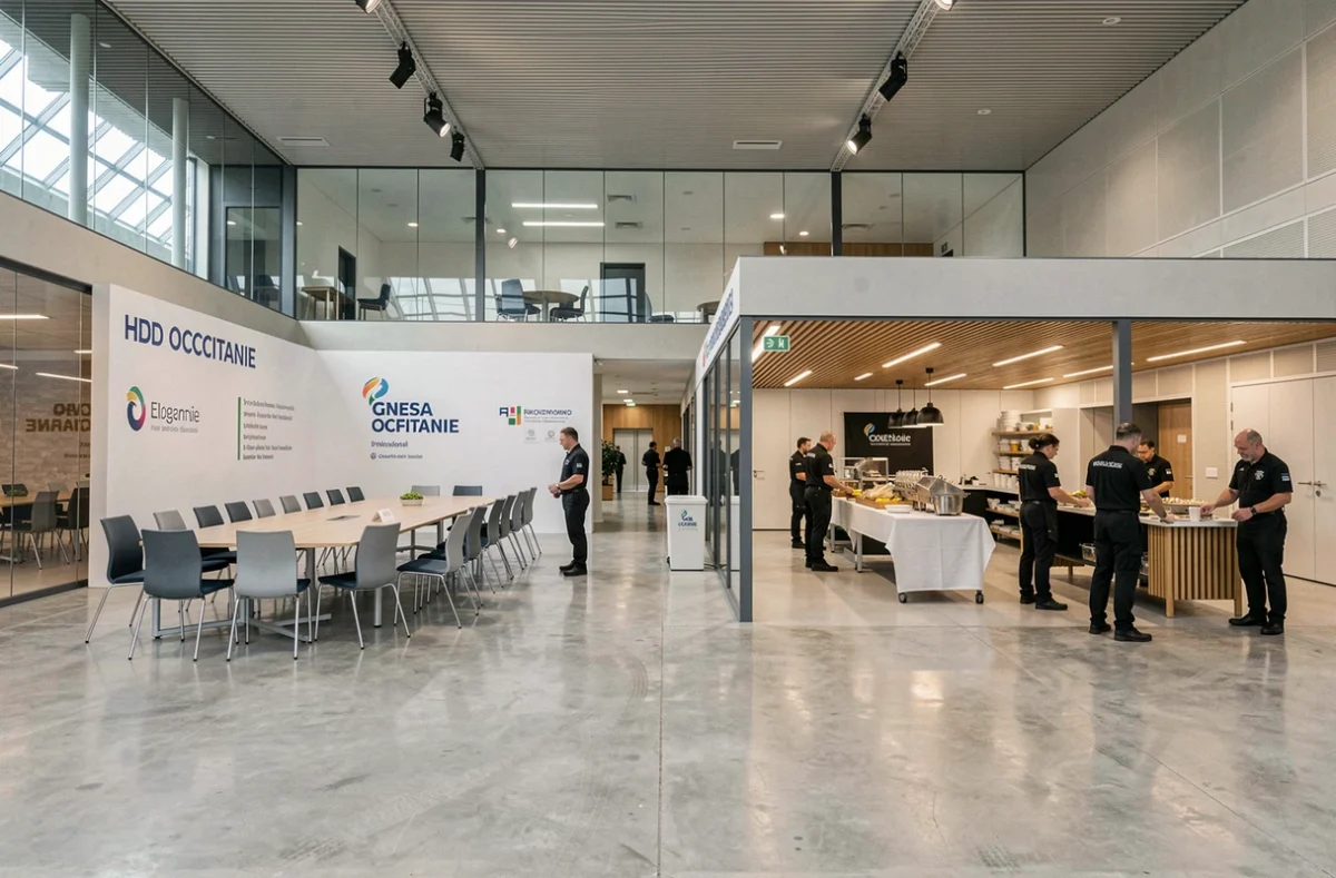 Installation multi-sites coordonnée par Innov Event dans un centre de congrès en Occitanie