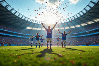 Match historique de football à Amiens avec fans en bleu et blanc