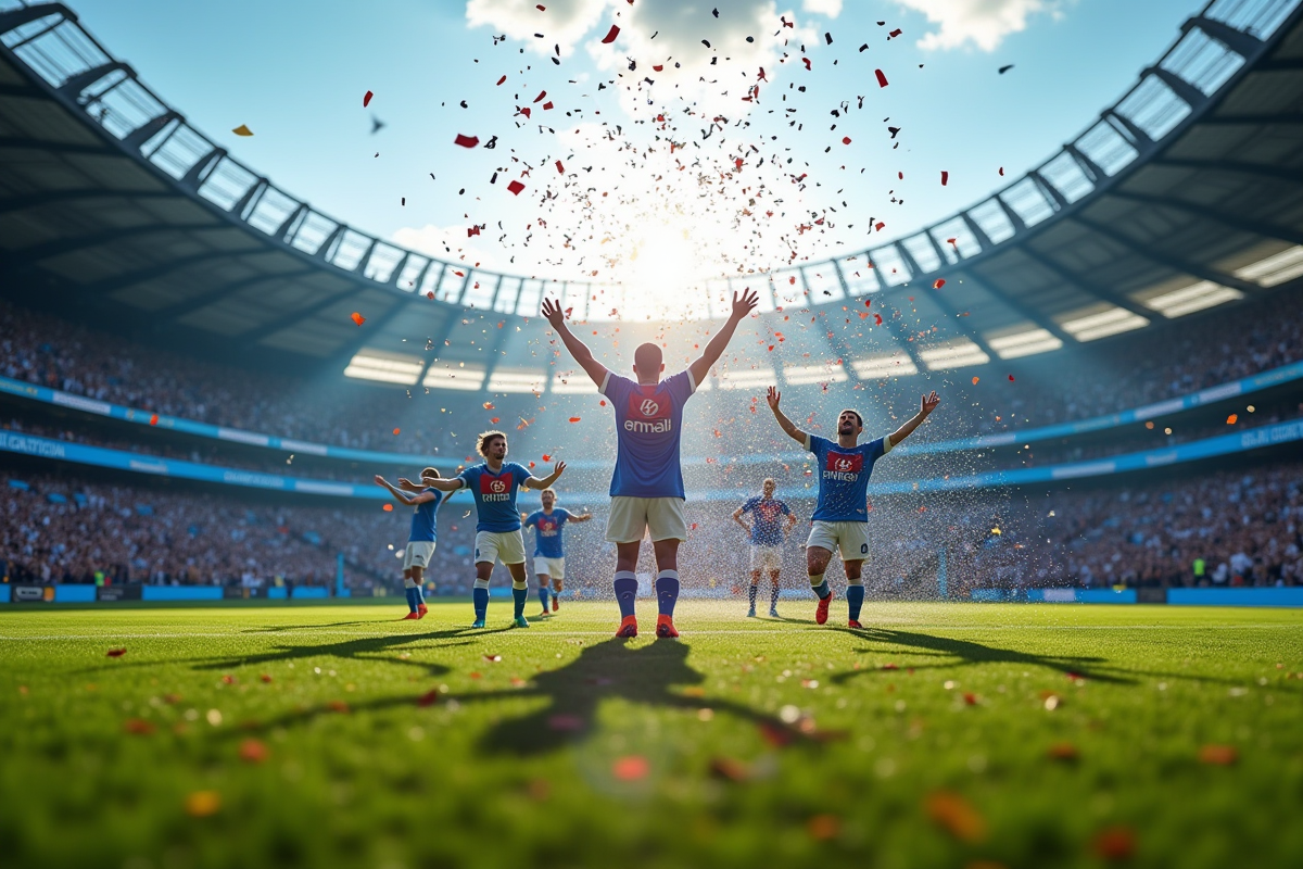 Match historique de football à Amiens avec fans en bleu et blanc