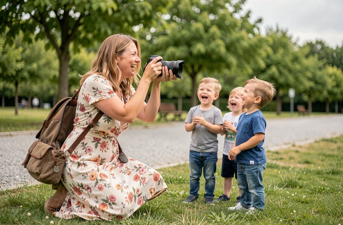 Marie Beaufils Durand photographe de famille PhotoByMarie au travail dans un parc de Limoges